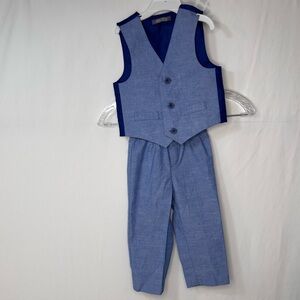 Boy Toddlers Van Heusen Light Blue Formal Set Pants & Vest Size 24T
